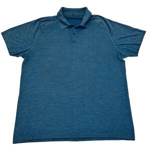 Lululemon Men Heathered Blue Short Sleeve performance Athletic Polo Shirt Sz XL